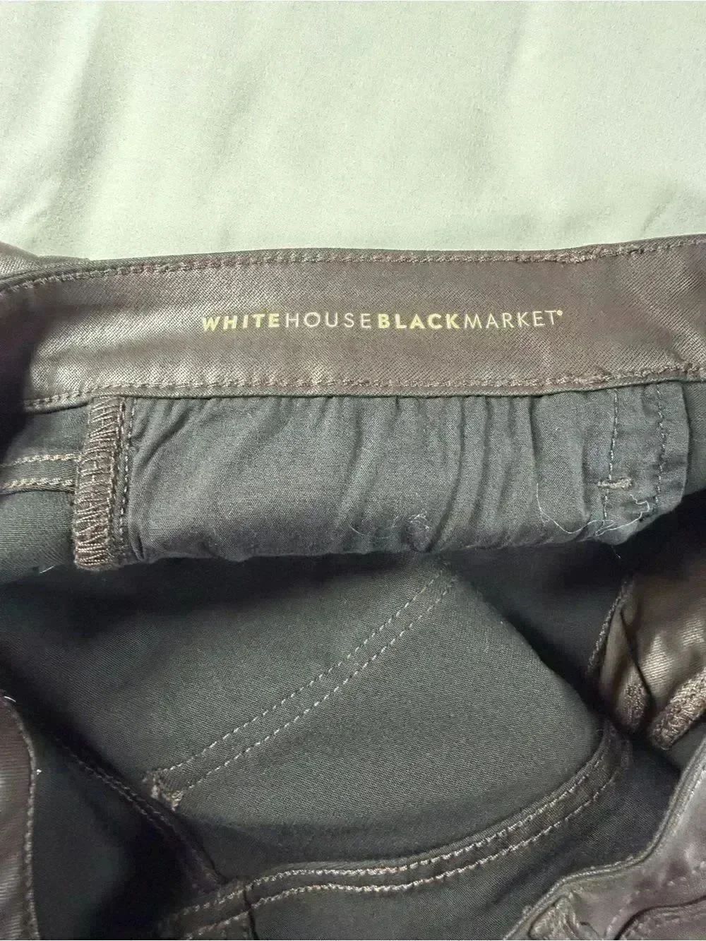 WHBM White House Black Market Women’s Brown Skinny Coated Jeans Size 14 - Picture 8 of 9